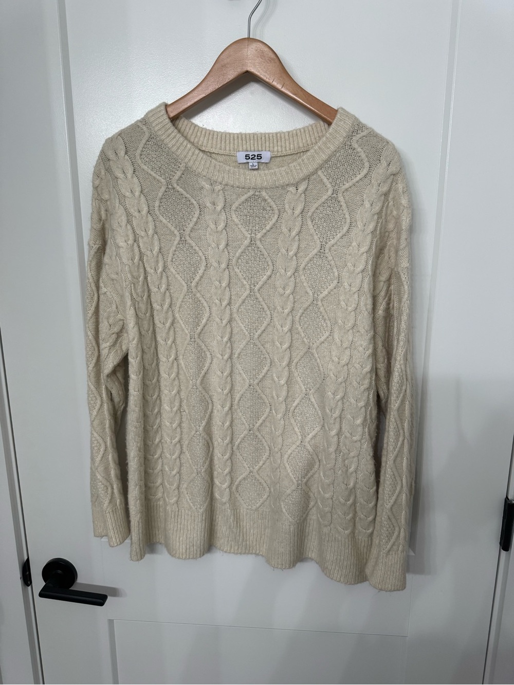 525 America Cream Cable Knit Crewneck Sweater